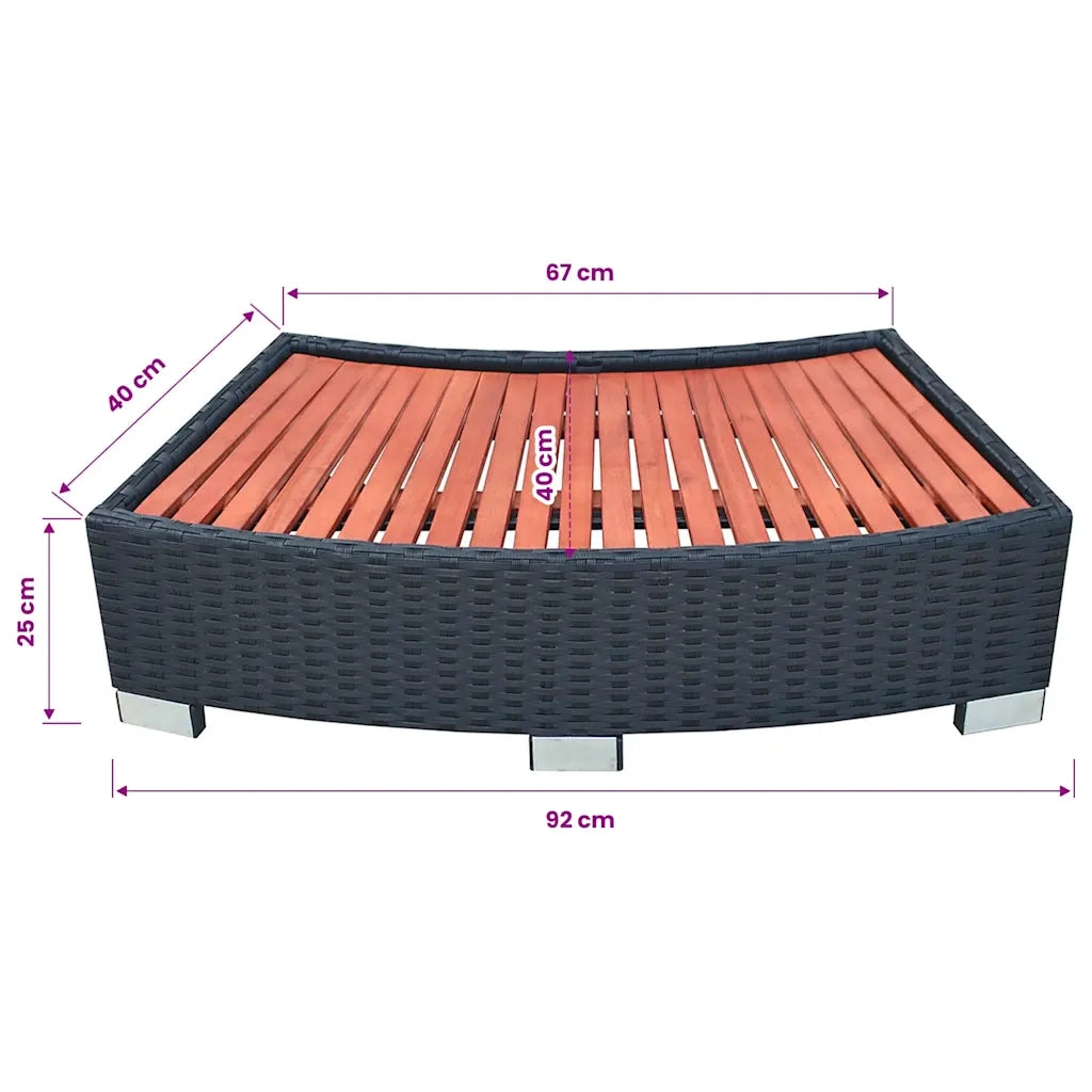Scalino per Spa in Polyrattan 92x45x25 cm Nero CFW1393987