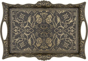 Dienblad Ottomano con Motivi Tradizionali, Ideale per Caffè e Tè - Dienblad per 6 persone (36,8 x 25 cm) (Verde Antico)