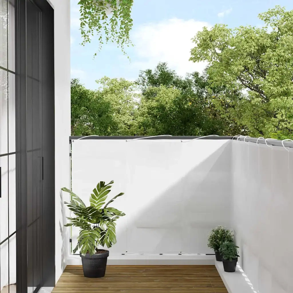 Paravento da Balcone Bianco 120x800 cm 100% Poliestere Oxford