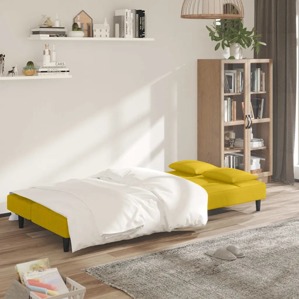 Divano letto | Sof¨¤ letto | Letto singolo a 2 Posti con 2 Cuscini Giallo in Velluto