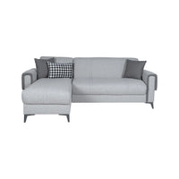 Ogna, Divano Letto con Penisola Contenitore, 238x158 cm Grigio Chiaro