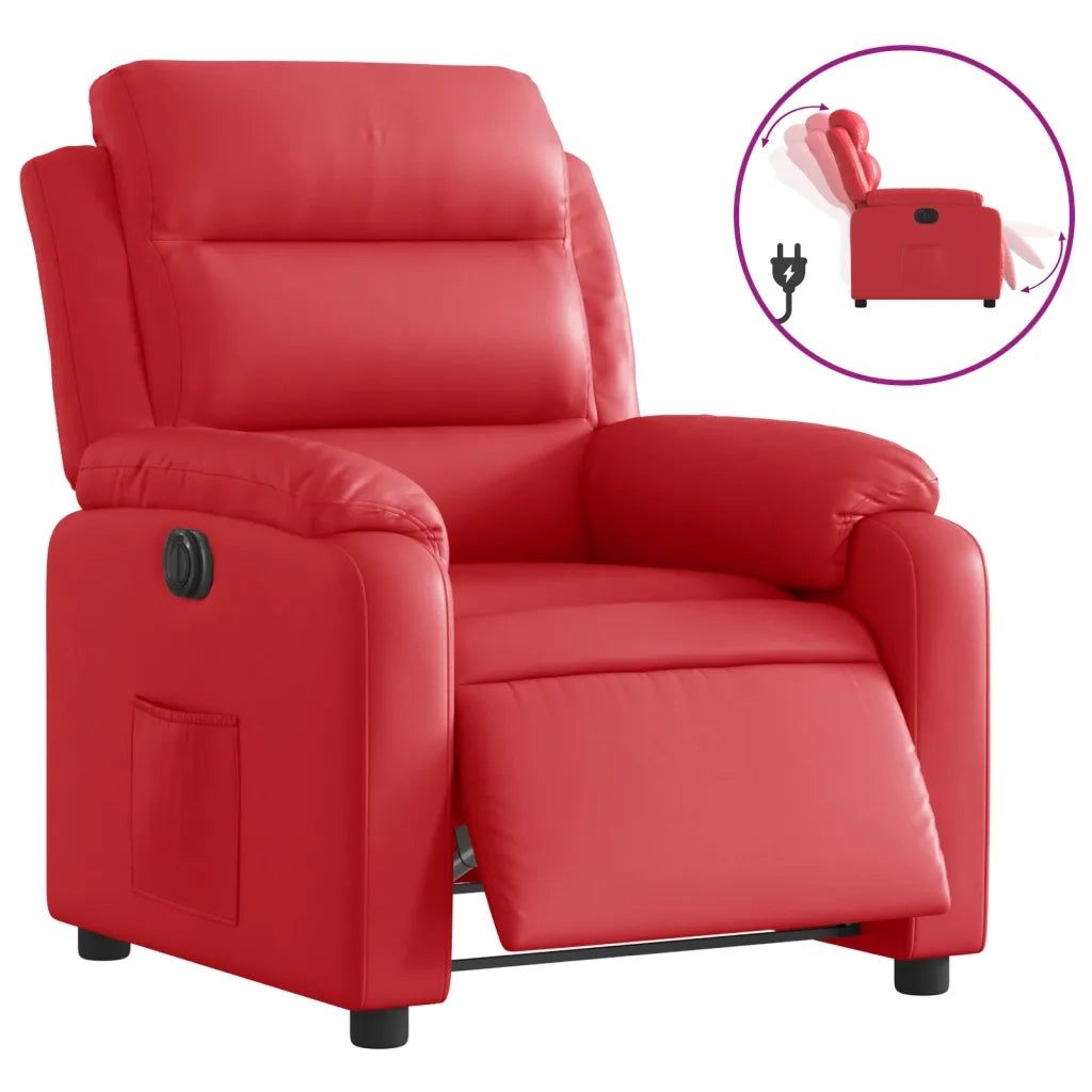 Divano Sedia-Poltrona Reclinabile Elettrica Rossa in Similpelle 962233