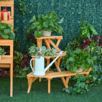 Scaletta Portavasi in Legno Angolare con 3 Mensole, 96x64x61cm