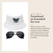 Cappello da sole per donne - Opvouwabile - Disegno farfalla - Occhiali da sole - Protezione UV - Leggero in poliestere - Accessorio da spiaggia