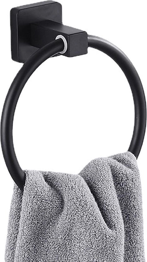 Maniglione per asciugamani Nero Maniglione senza forare per asciugamani con rail per cucina e bagno in acciaio inossidabile adesivo