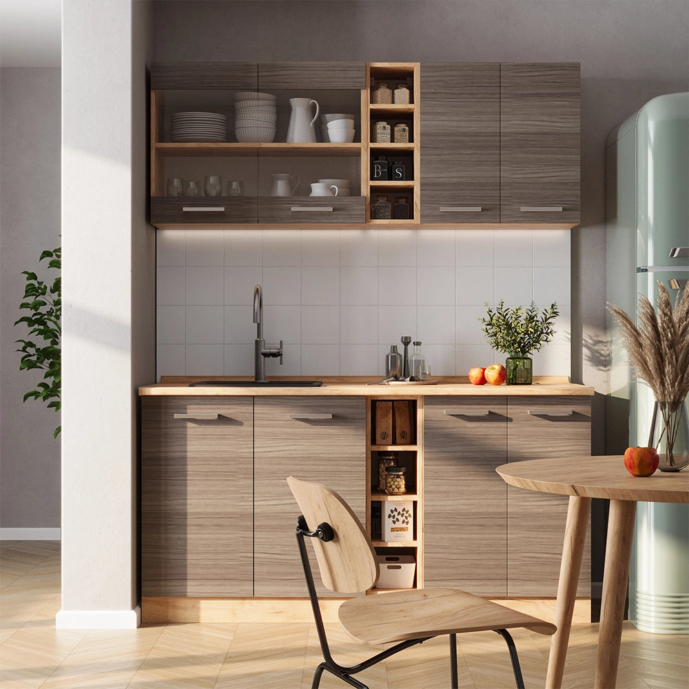 Vicco Cucina completa Grigio nobile/rovere dorato 160 cm , PL Antracite