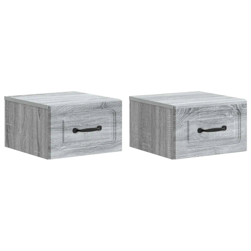Mobiletto da notte a muro 2 pcs Grigio Sonoma 34,5 x 33 x 20 cm
