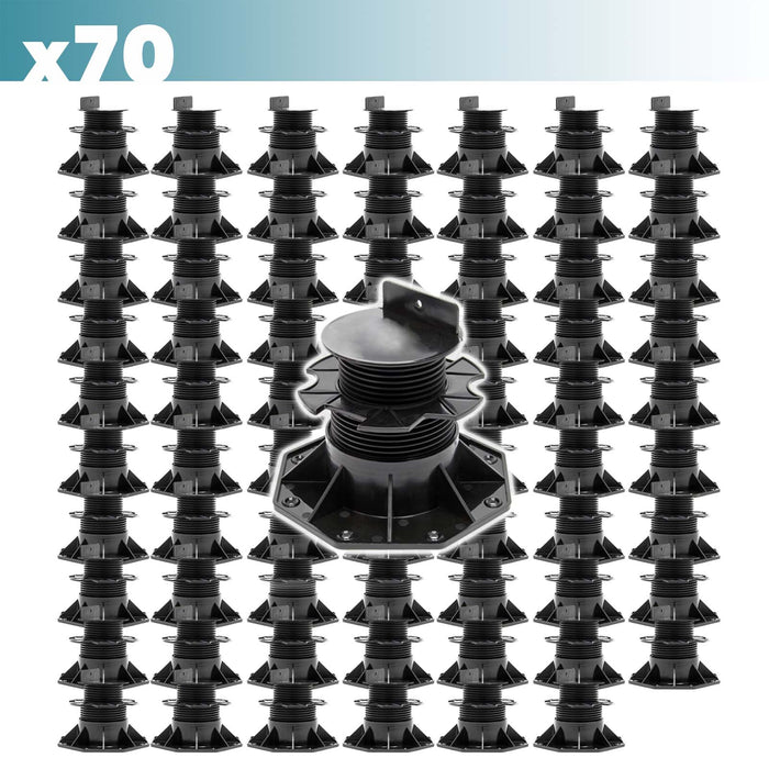 Set 70 supporti per pavimenti galleggianti, altezza regolabile 60-128mm Max 2700 kg, Pavimenti Decking