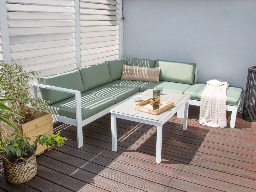 Set di copricuscini da giardino per divano angolare idrorepellente UV verde elegante con zip