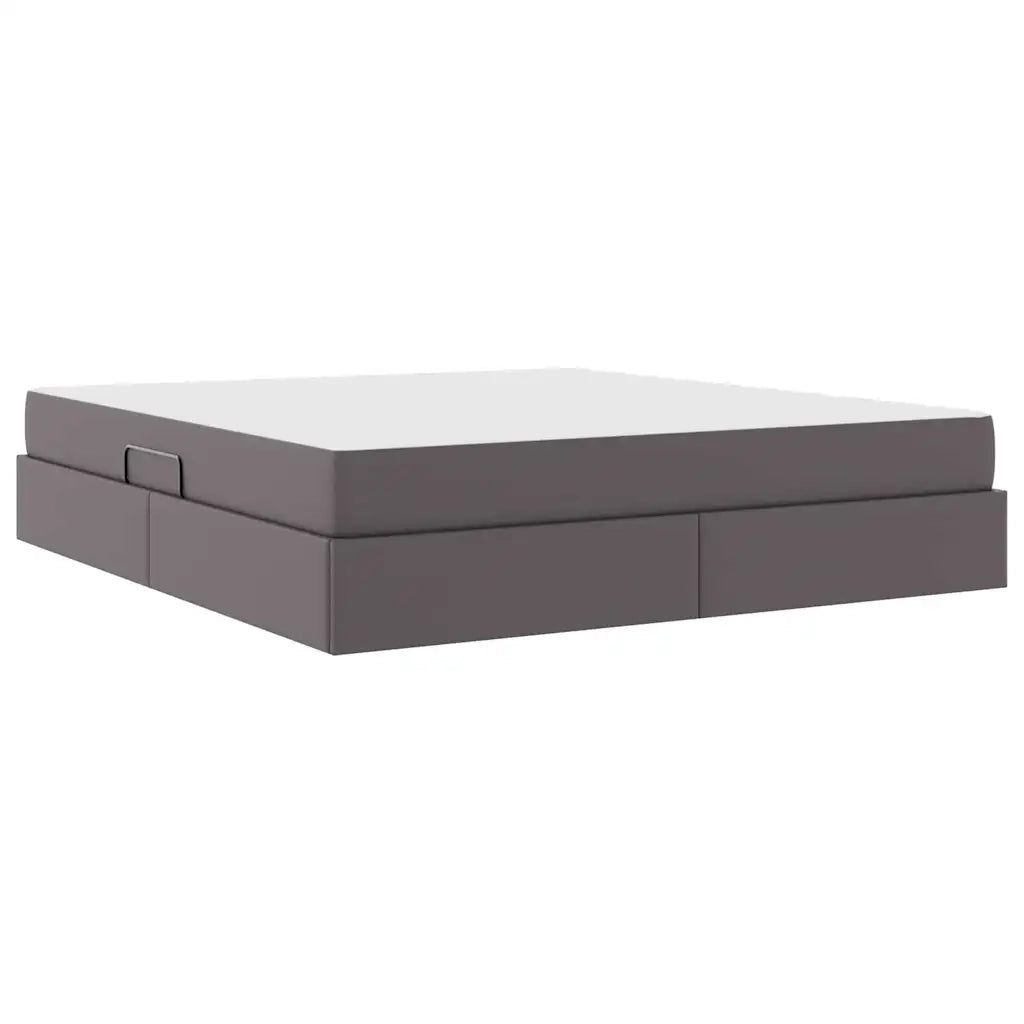 Letto con contenitore e materasso 2 pcs Grigio Pelle 3399622
