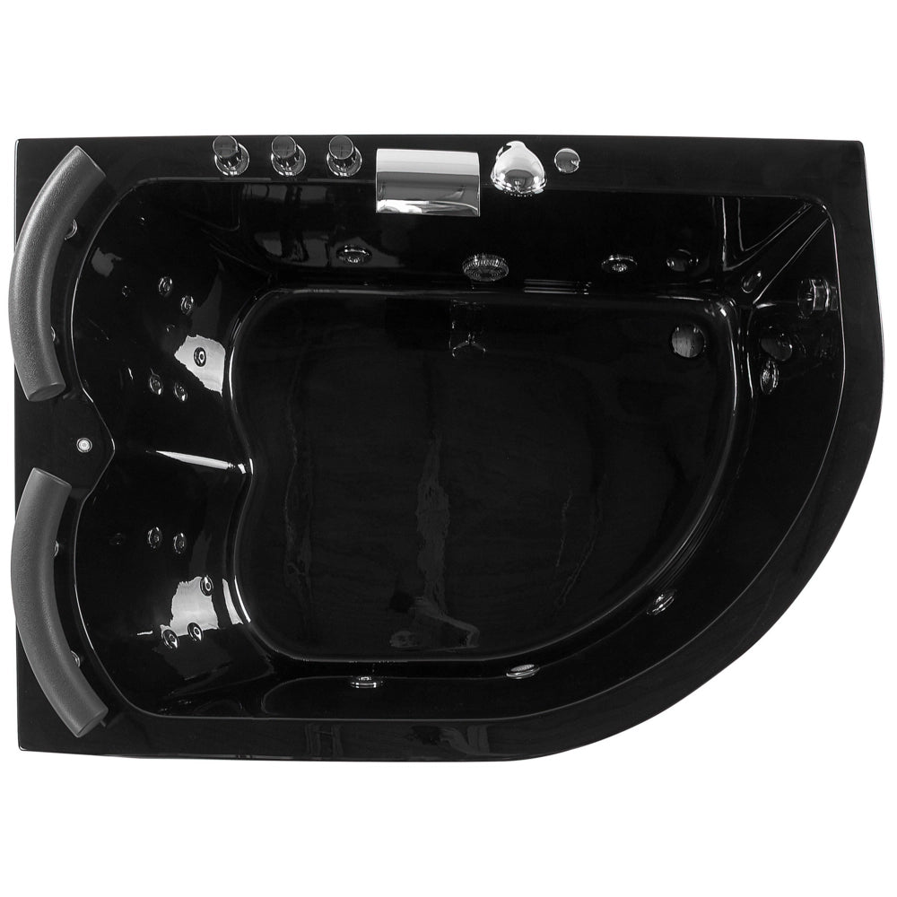 Vasca Idromassaggio Nero Sanitario Acrilico Illuminato a LED Curvo versione destra Doppio 158 x 113 cm