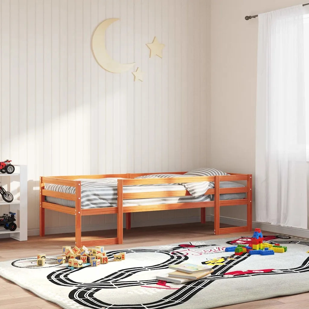 vidaXL Giroletto per Bambini Marrone Cera 80x200cm Legno Massello Pino