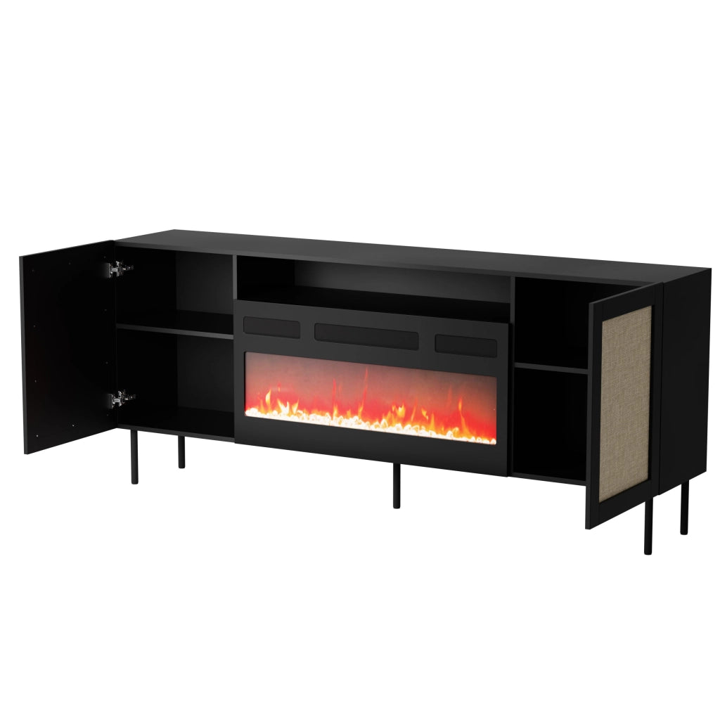 MOBILE YUCCA EF CABINET 200 NERO OPACO CALABRIA CON CAMINO JUTA