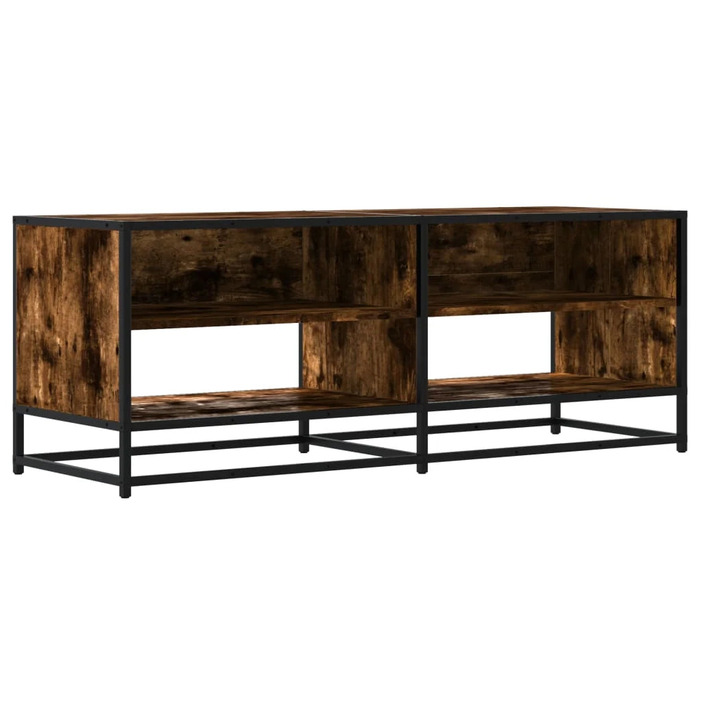 Mobile TV multimediale mensola TV credenza mobile TV sala da pranzo soggiorno camera da letto rovere affumicato 120,5 x 40 x 46 cm legno ingegnerizzato e metallo marrone 02_0027323