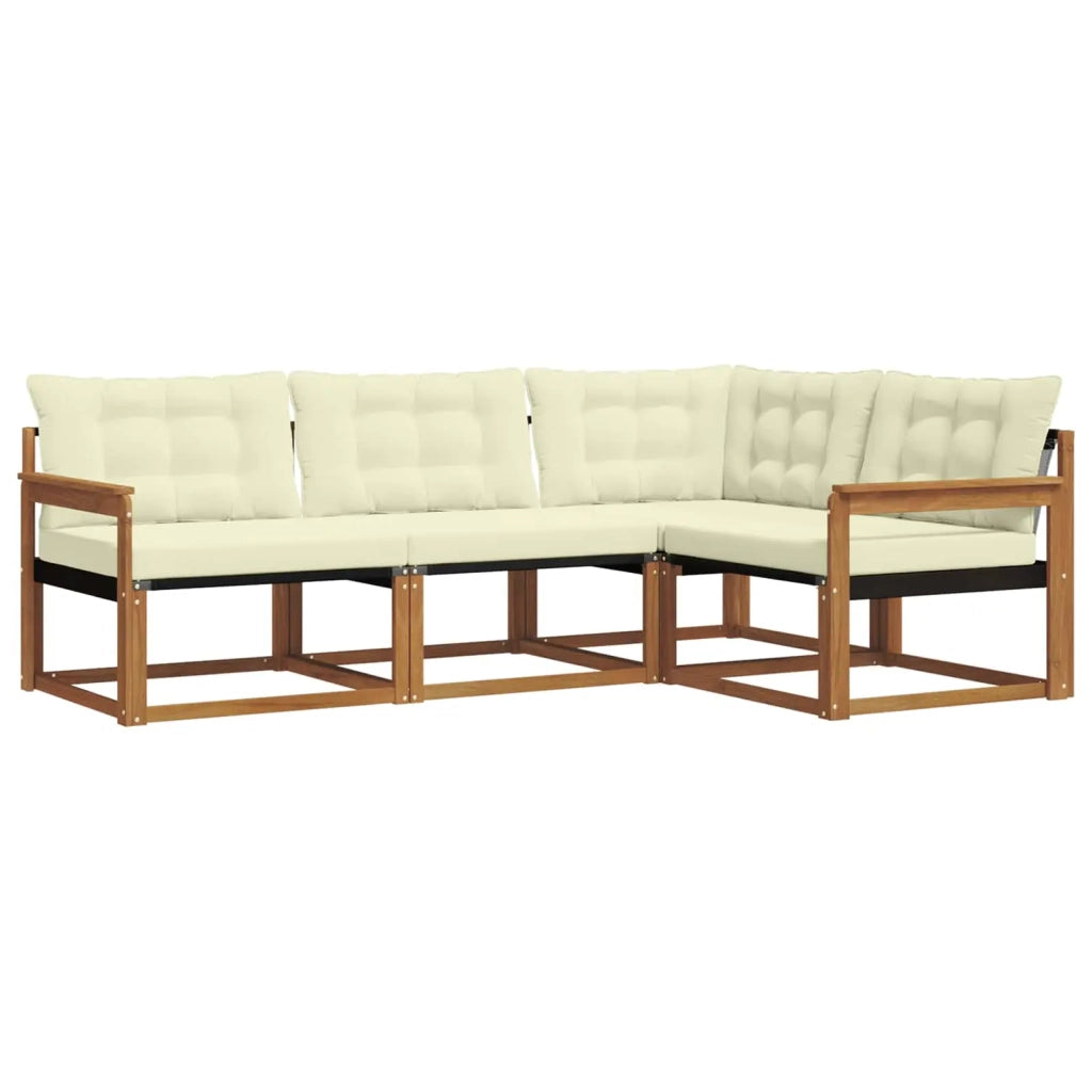 Set di divani da esterno con cuscino 4 pcs Naturale e Crema