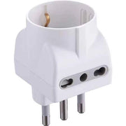 ADATTATORE TRIPLO SCHUKO/BIVALENTE 2P+T - Presa 10/16A 2P+T - Colore Nero - ELECTRALINE