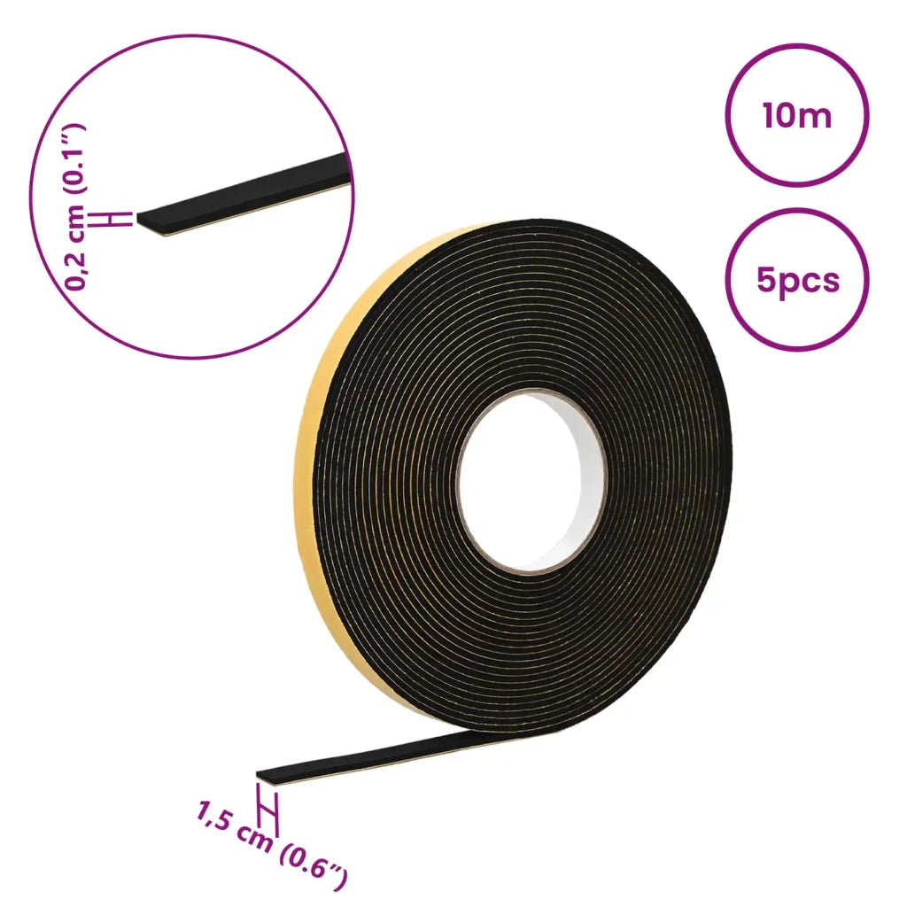 Nastro adesivo in schiuma 5 pcs Nero 15mm x 10m Schiuma CR 42024059