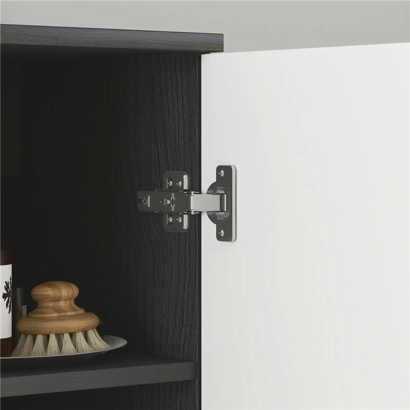 COLONNA BAGNO SALVASPAZIO IN LEGNO CON 2 ARMADIETTI E CASSETTO 30X28X180 CM NERO