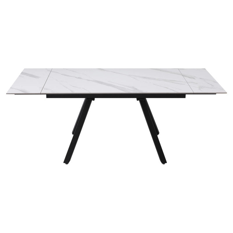 Tavolo Cooper 120(180)x80x76cm Top Ceramica Amica Bianco Marmorizzato Lucido