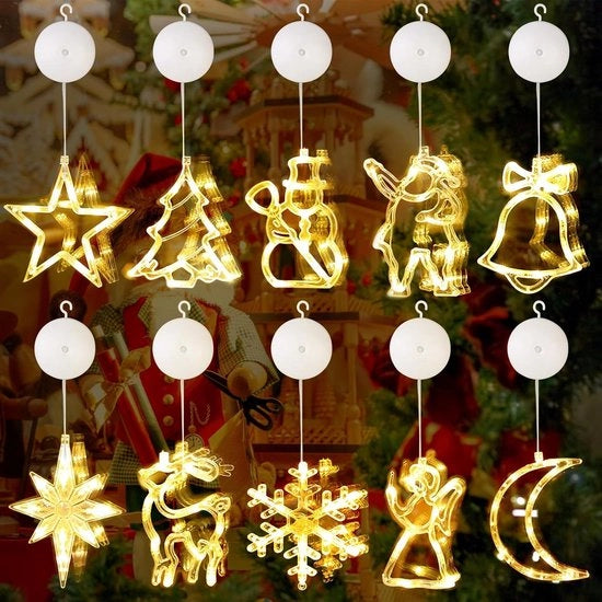 Illuminazione di Natale Led-illuminazione a finestra con chiodo 10 pezzi - decorazione di Natale interna e esterna per balcone, matrimoni e feste