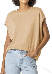 T-shirt Donna - Estate - Maniche Corte - Top Base - Collo Ronde - Materiale Respirante - Casual e Elegante