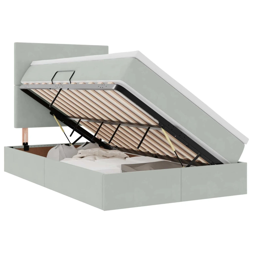 Letto con contenitore e materasso Grigio chiaro 120 x 190 cm