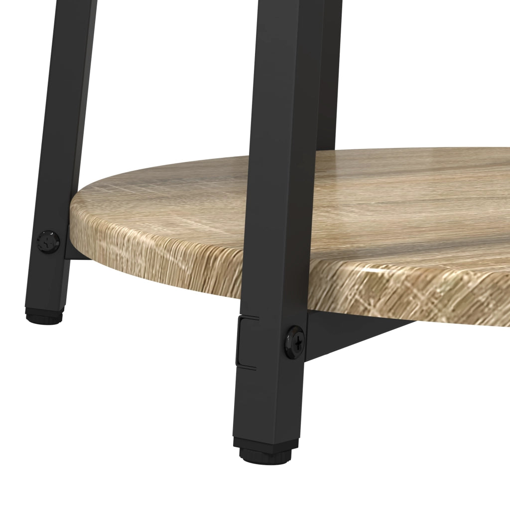 Set di 2 tavolini in legno ingegnerizzato rovere Sonoma e metallo