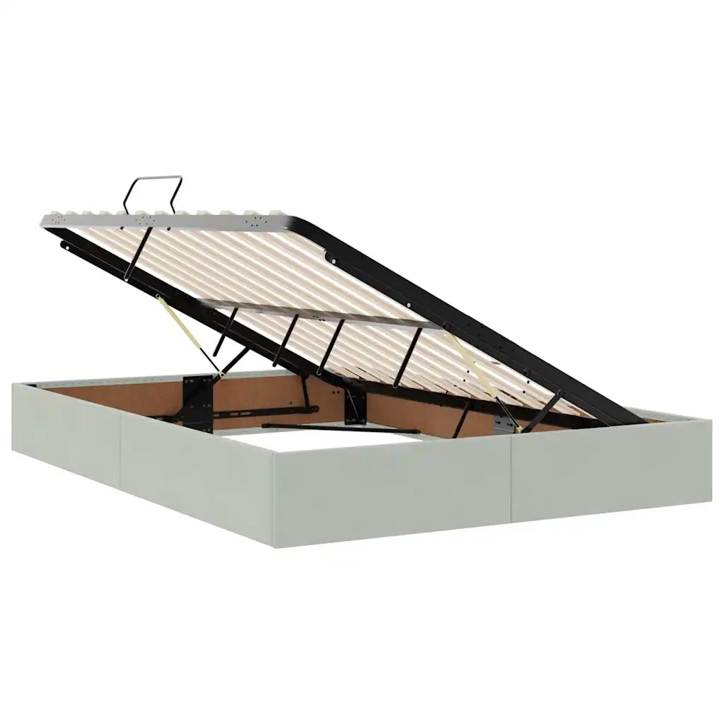 Letto con contenitore e materasso Grigio chiaro 140 x 190 cm