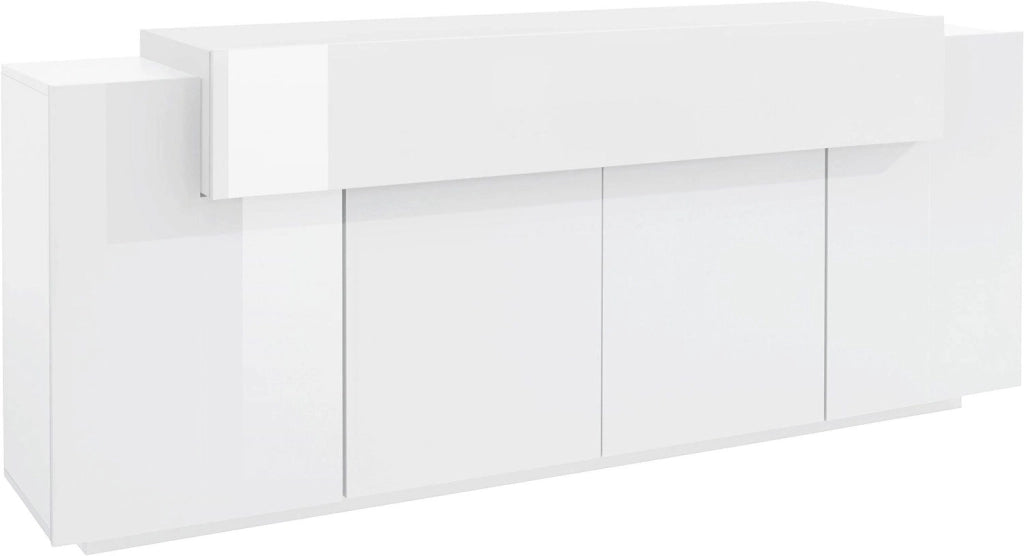Credenza 5 Ante 200x45x86 cm Coro 4A Bianco Lucido/Bianco