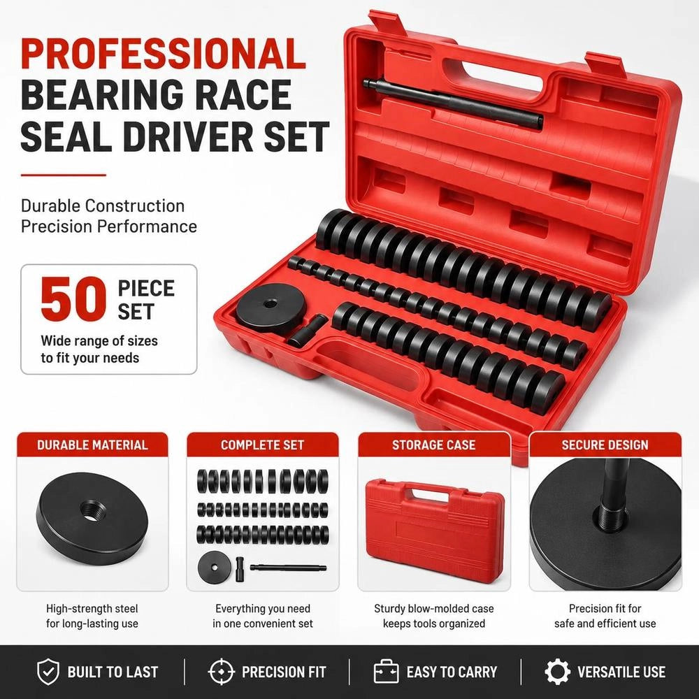 Mounting Discs, Pressure Piece, 52-piece Drive Set, Bearings