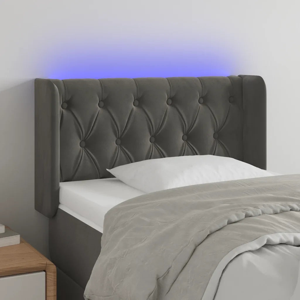 Testiera | Testata a LED Grigio Scuro 83x16x78/88 cm in Velluto