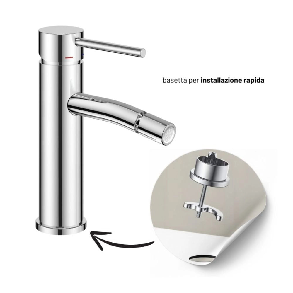 Miscelatori bagno lavabo e bidet serie jazz con leva in metallo e piletta facile installazione *** finitura- cromo, c...