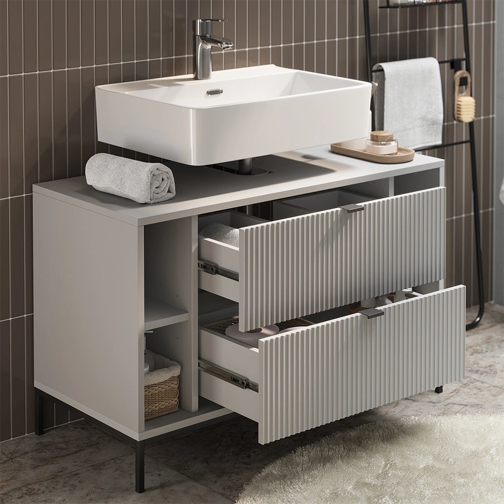 Vicco Set di mobili da bagno Grigio 2 parti