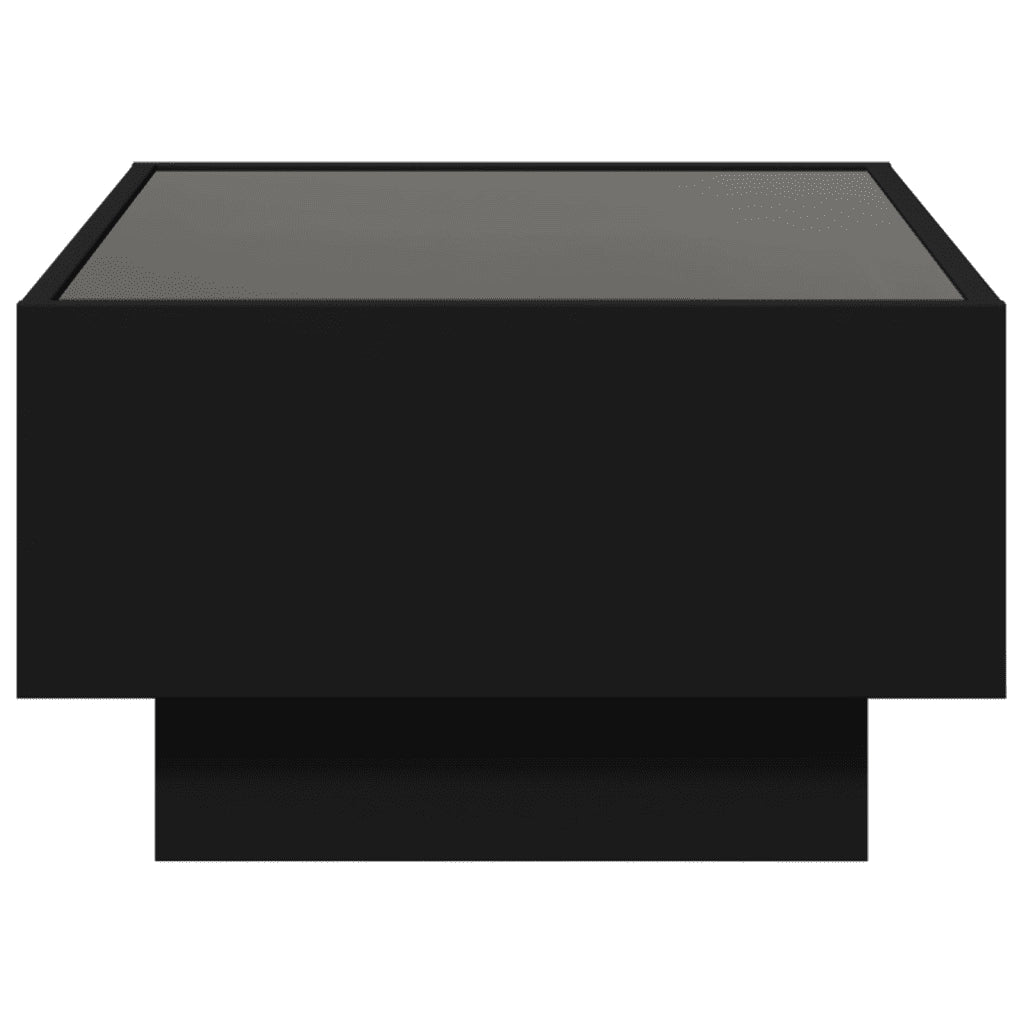 Tavolino Salotto con LED Nero 70x50x30 cm Legno Multistrato 847512