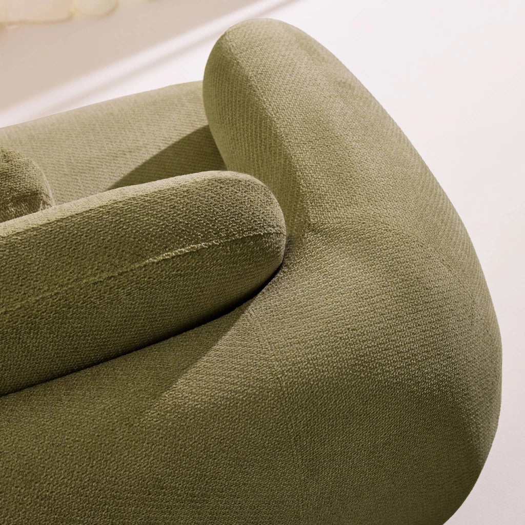Divano in tessuto ciniglia, 3 posti, verde kaki