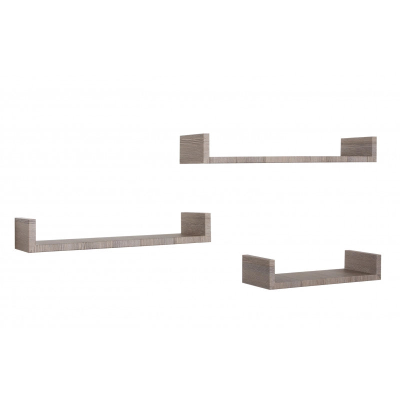 Set di 3 Mensole da Muro, Mensole Muro Design, Mensola da Parete, Rovere Moka, 60x8 p15,5 cm, 50x8 p15,5 cm e 40x8 p15,5 cm - Calamita