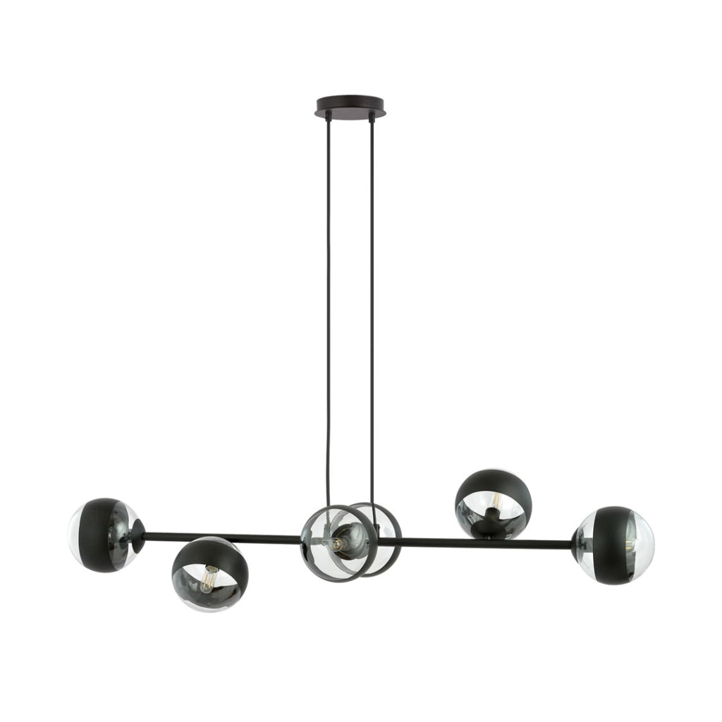 Lampadario sospeso Emibig Rossi Stripe nero vetro 6xE14
