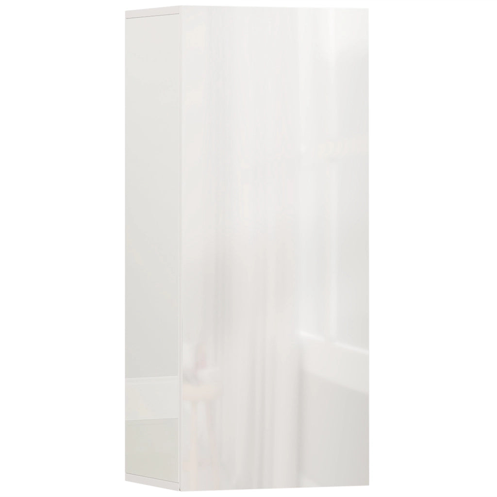 Mobile Bagno Pensile con Anta e 2 Ripiani in Vetro Regolabili ¨C zephmum ¨C Bianco Lucido