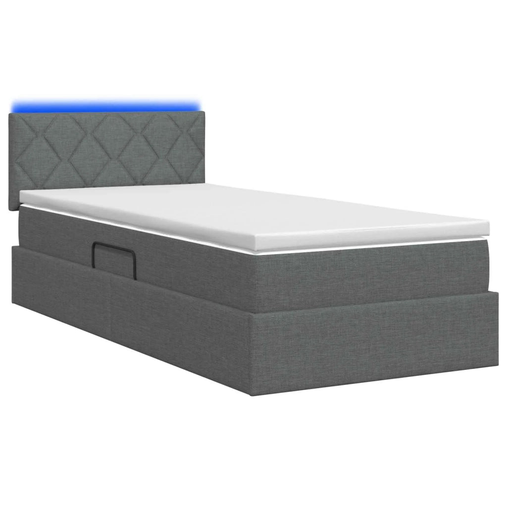 Letto con contenitore LED e materasso Grigio Scuro 90 x 200 cm 3459100