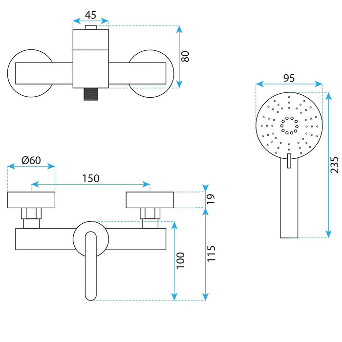 Rubinetto Doccia Rea Ontario Black