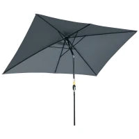 Ombrellone Rettangolare 2x3 m Pieghevole e Regolabile con Manovella, in Alluminio e Poliestere, Grigio Scuro
