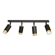 Faretto da soffitto HIRO in acciaio nero opaco e dettagli oro