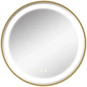 kleankin Specchio Bagno con Luce LED, Luminosità Regolabile a 3 Tonalità e Funzione Memoria, Ø60 cm, Oro