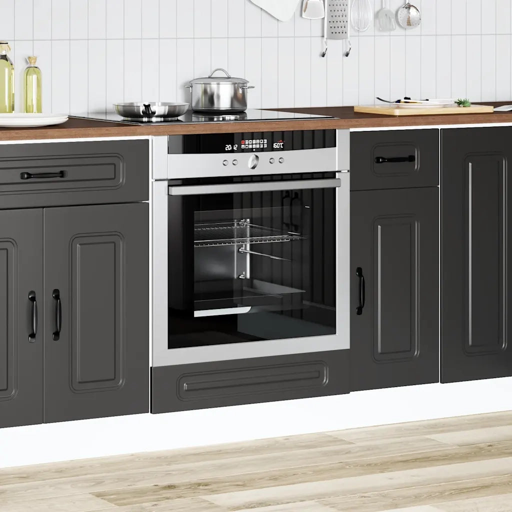 Pensile da cucina | Armadio per Forno Kalmar Nero in Legno Multistrato