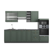 Cucina componibile Fame-Line Verde-oro rustico/Antracite 280 cm senza piano di lavoro Vicco