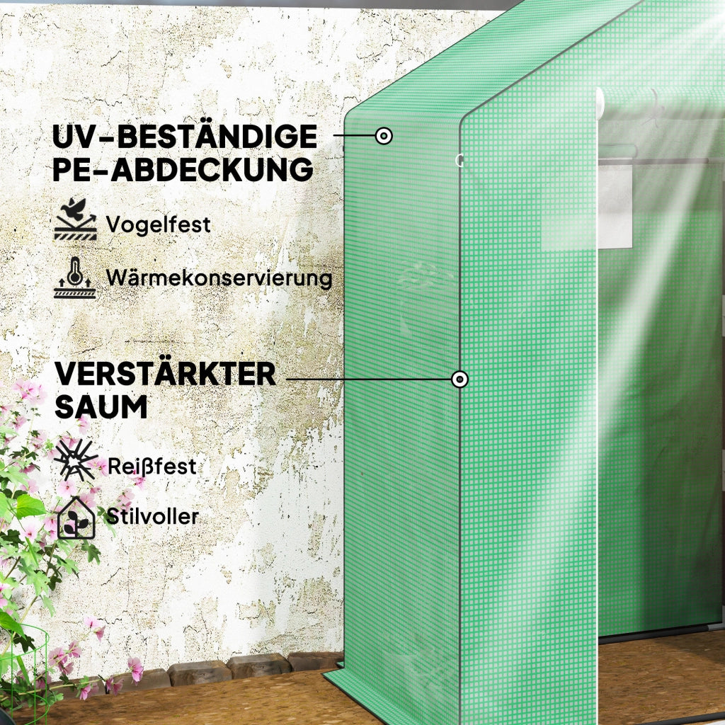 Serra da giardino con ripiani ¨C zephmum ¨C verde 143x74x190 cm