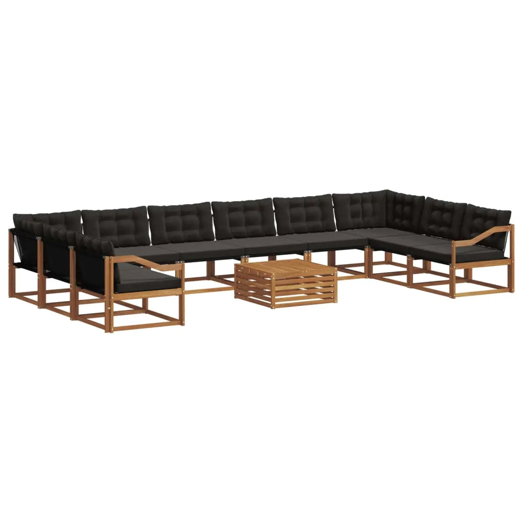 Set di divani da esterno con cuscino 11 pcs Naturale e Nero 3369923