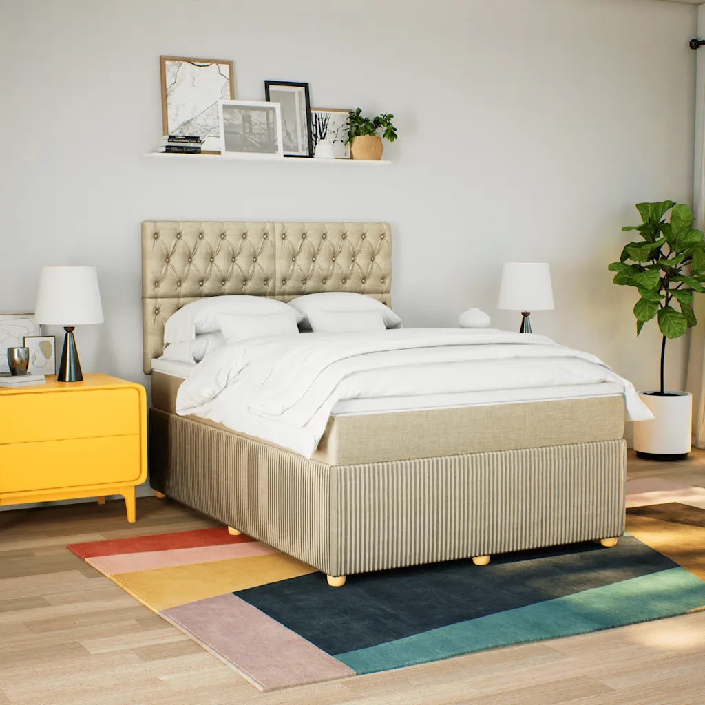 Giroletto a Molle con Materasso Crema 160x200 cm in Tessuto 3294419