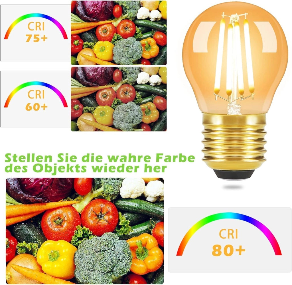 ZMH Lampadine LED vintage E27 G45 4W 2700K Bianco caldo lampadine a filamento Edison in vetro anticato confezione da 6