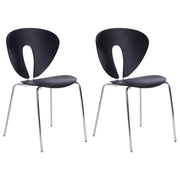Set di 2 sedie da pranzo impilabili con sedile in plastica senza braccioli nero stile moderno
